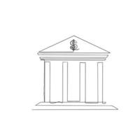 continuo linea disegno Tribunale Casa e banca icona illustrazione vettore