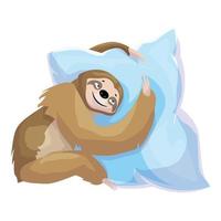 bradipo abbraccio cuscino icona, cartone animato stile vettore