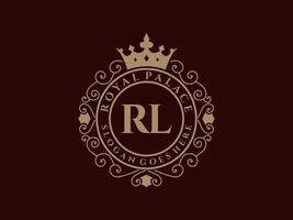 lettera rl antico reale lusso vittoriano logo con ornamentale telaio. vettore