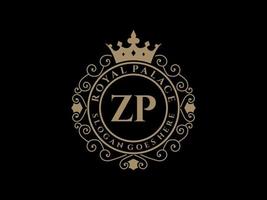 lettera zp antico reale lusso vittoriano logo con ornamentale telaio. vettore
