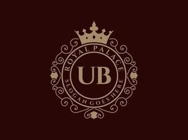 lettera ub antico reale lusso vittoriano logo con ornamentale telaio. vettore