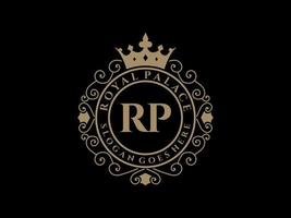 lettera rp antico reale lusso vittoriano logo con ornamentale telaio. vettore