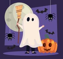 Halloween fantasma e zucca vettore