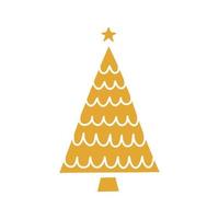 piatto mano disegnato Natale albero oro silhouette illustrazione vettore