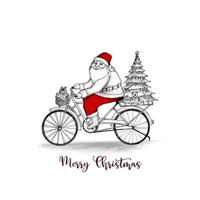 allegro Natale Festival sfondo con Santa Claus su bicicletta design vettore