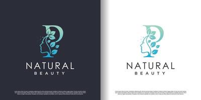 natura bellezza logo modello con lettera p concetto premio vettore