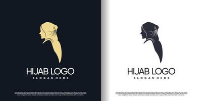 bellezza hijab logo design con moderno concetto premio vettore