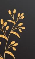 tropicale copertina design con bacca ramo e d'oro le foglie. vacanza nero e oro modello. vettore illustrazione