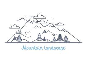 montagna paesaggio - lineare vettore semplice illustrazione su bianca sfondo semplice lineare illustrazione su bianca sfondo. .