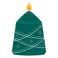 Natale candela con inverno decorazione. ardente fuoco nel candela. vacanza arredamento, casa comfort. hyuge stile. per carta, etichetta, invito. vettore