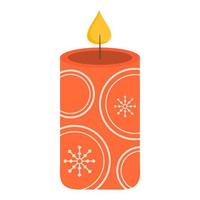 Natale candela con inverno decorazione. ardente fuoco nel candela. vacanza arredamento, casa comfort. hyuge stile. per carta, etichetta, invito. vettore