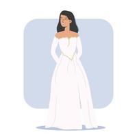 adorabile modello ragazza nel nozze vestito in posa. vettore illustrazione nel piatto stile