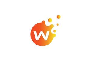 lettera w logo . w lettera design vettore con puntini vettore illustrazione . lettera marchio logo con arancia e giallo pendenza.