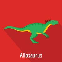 Allosaurus icona, piatto stile. vettore