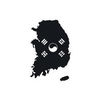 Sud Corea carta geografica con bandiera icona, semplice stile vettore