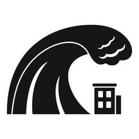 sicurezza tsunami onda icona, semplice stile vettore