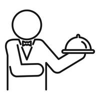 Cameriere cibo vassoio icona, schema stile vettore