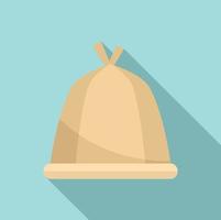 sauna tessile cappello icona, piatto stile vettore