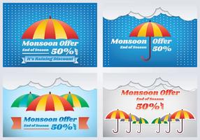 Banner di vendita stagione dei monsoni vettore