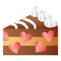 cuore compleanno torta icona, cartone animato stile vettore