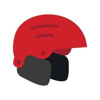 rosso sciare casco icona, piatto stile vettore