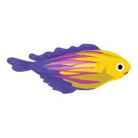 tropicale pesce icona, cartone animato stile vettore
