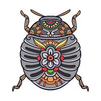 colorato scarafaggio mandala arti isolato su bianca sfondo vettore