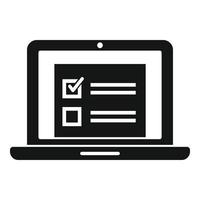 il computer portatile in linea sondaggio icona, semplice stile vettore