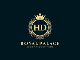 lettera HD antico reale lusso vittoriano logo con ornamentale telaio. vettore