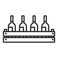vino bottiglia legna scatola icona, schema stile vettore