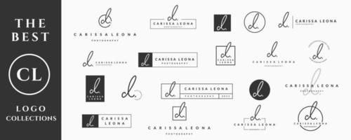 iniziale lettera cl c logo grafia, firma e copione vettore design collezione