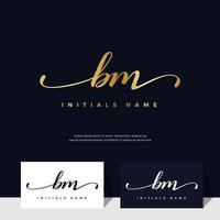 grafia iniziale di lettera bm B m femminile e bellezza logo design su oro colore. vettore