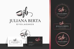 iniziale lettera jb j frusta, sopracciglio, ciglia, ciglio estensione logo design collezione per il branding . vettore