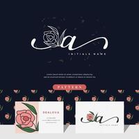 grafia lettera un' logo design con rosa vettore