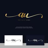 grafia iniziale di lettera au un' u femminile e bellezza logo design su oro colore. vettore