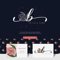 grafia lettera B logo design con rosa vettore