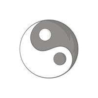 yin yang cartello icona nel cartone animato stile vettore