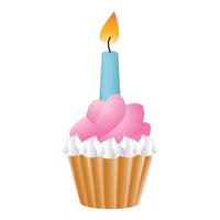 Cupcake compleanno icona, cartone animato stile vettore