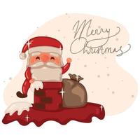 Santa Claus con sacco pieno di i regali vettore