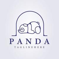 monoline addormentato panda logo icona vettore illustrazione design