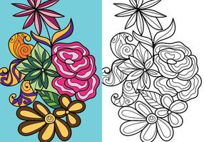 scarabocchio alcanna design floreale colorazione libro pagina vettore illustrazione