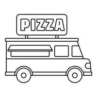 Pizza camion icona, schema stile vettore