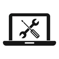 il computer portatile riparazione icona, semplice stile vettore