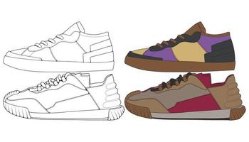 impostato via sneaker scarpa . concetto. piatto design. vettore illustrazione. scarpe da ginnastica nel piatto stile.