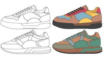 impostato via sneaker scarpa . concetto. piatto design. vettore illustrazione. scarpe da ginnastica nel piatto stile.