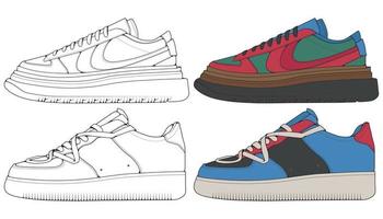 impostato via sneaker scarpa . concetto. piatto design. vettore illustrazione. scarpe da ginnastica nel piatto stile.