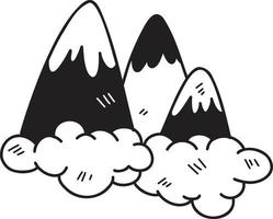 mano disegnato montagne e nuvole illustrazione vettore