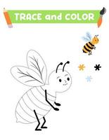 tracciare e colore il insetto. un' formazione foglio per prescolastico bambini.educativo compiti per kids.bee colorazione libro vettore