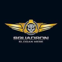 militare squadrone cranio logo design vettore