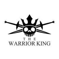 logo illustrazione di cranio re guerriero vettore nero e bianca.